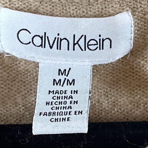 Calvin Klein Beige Knit Sweater Medium Crewneck Pullover - Picture 7 of 12